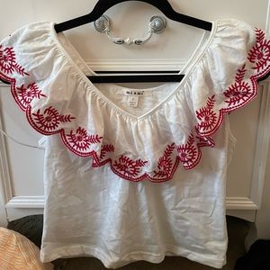 White and red collared shirt